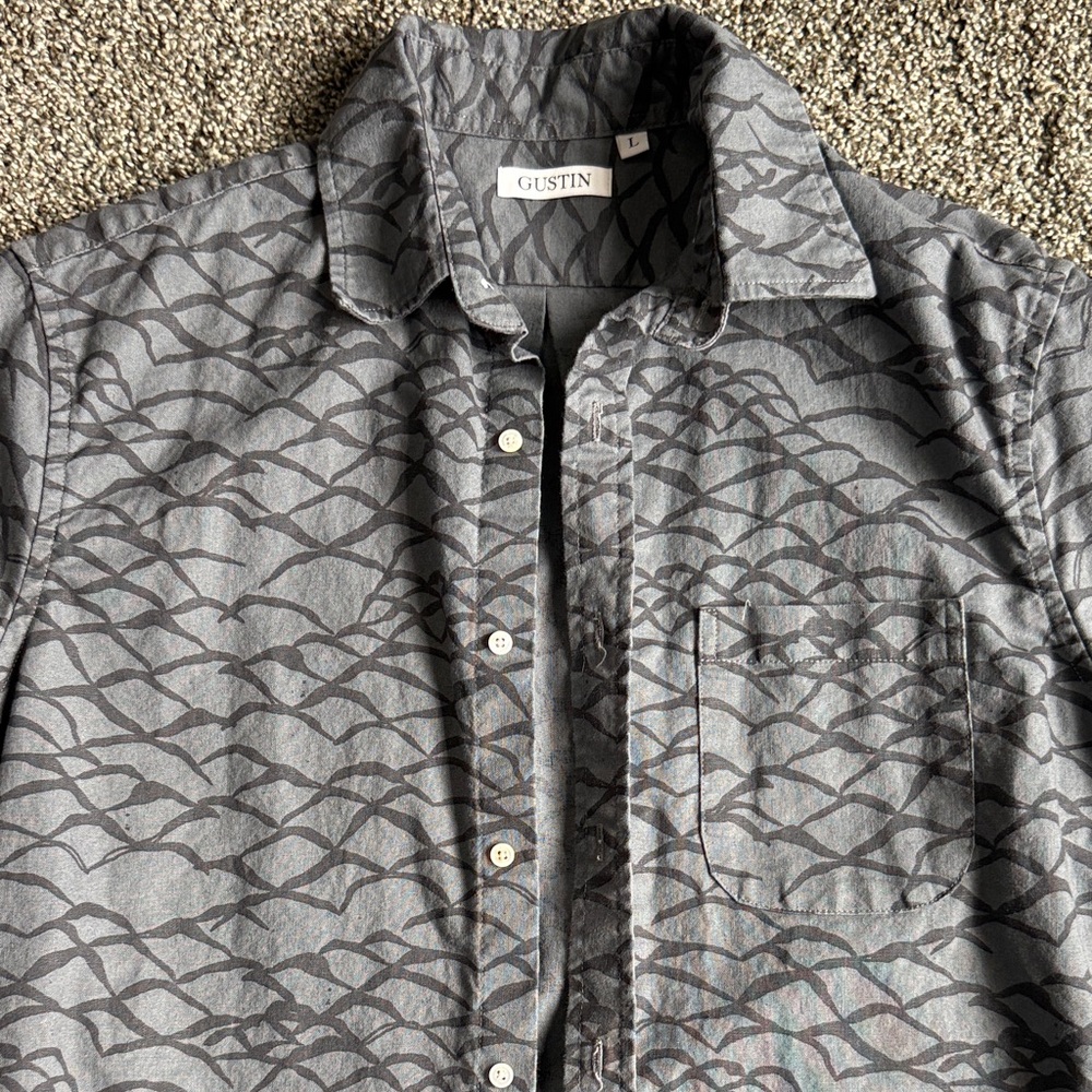 Gustin Gray Patterned Button-Down Shirt - image 2